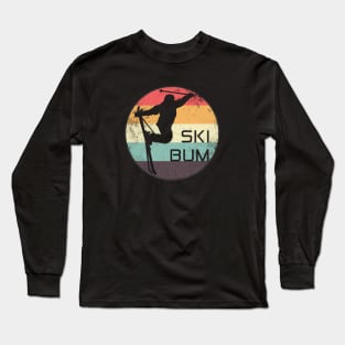 Classic Ski Bum | Skier Tail Grab Silhouette Long Sleeve T-Shirt